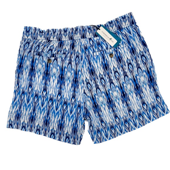 Caribbean Joe Blue Hue Ikat Print Rayon 4-Pocket Shorts Size Large, NWT - Picture 3 of 16